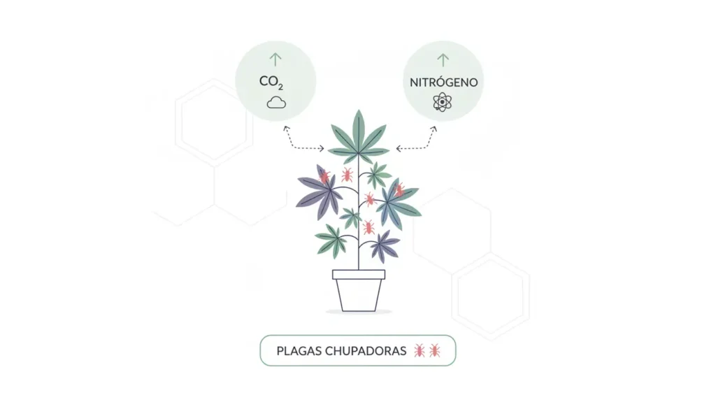 co2 nitrogeno cultivo plagas