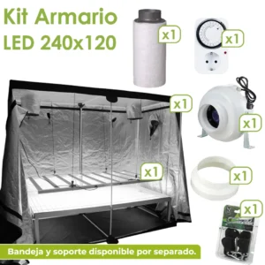 Armario de Cultivo LED 240x120 Completo – Kit Profesional Interior